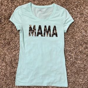Mama tee shirt size small (3-5) teal color